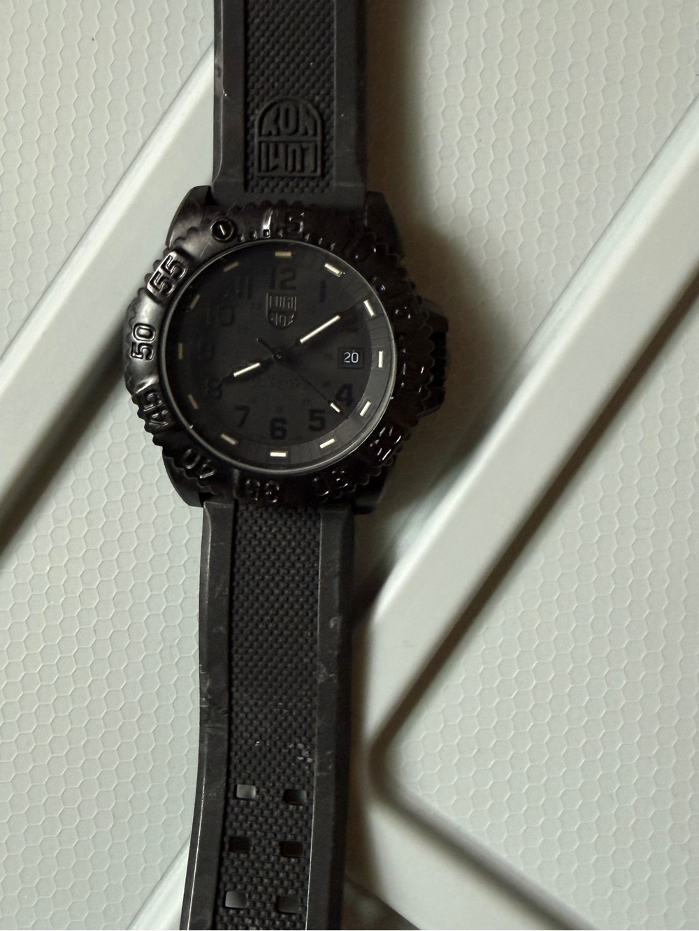 LumiNox All-Black Tactical Men's Dive Watch with Rubber Strap
